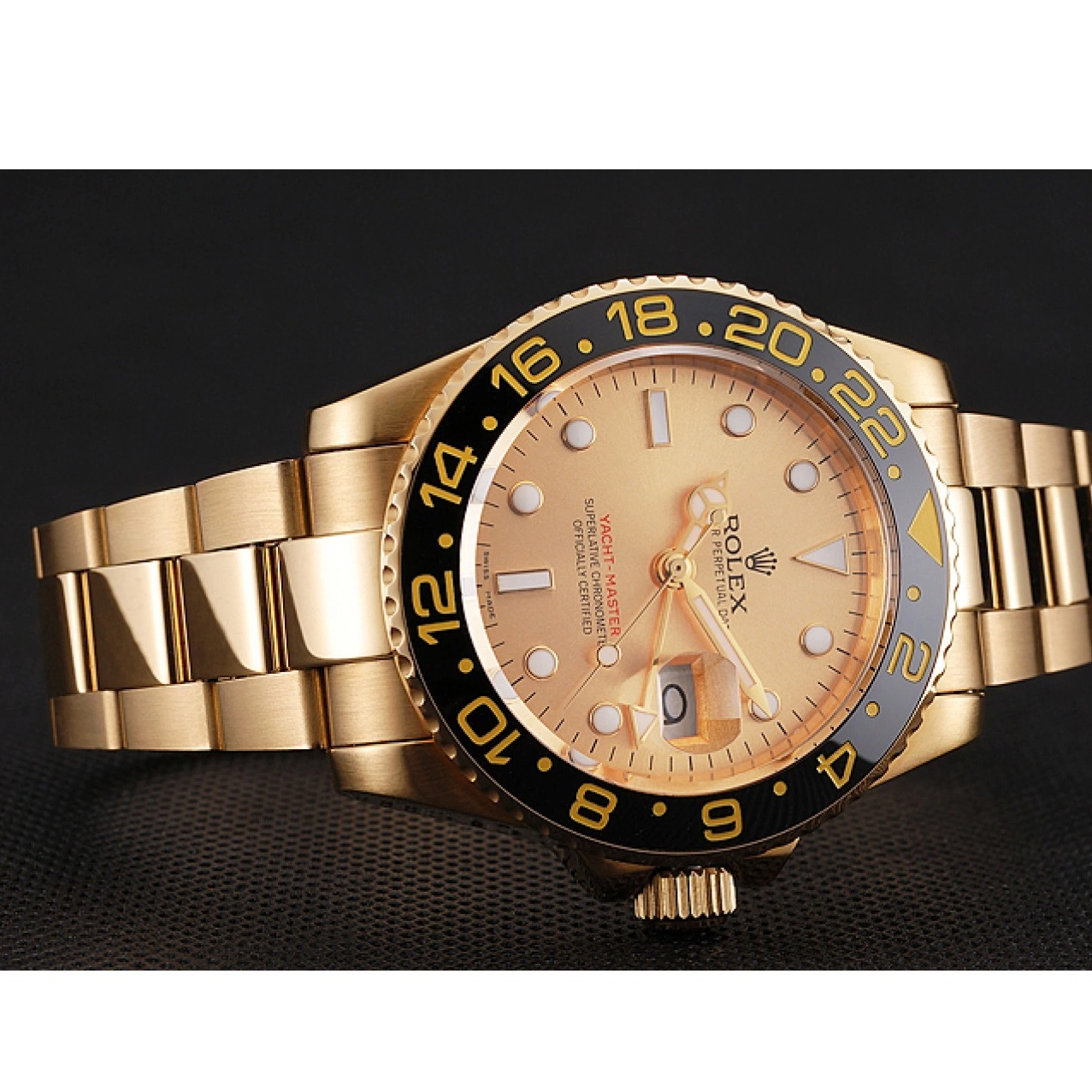 MiroTime 0714 Swiss Rolex GMT Master II Gold Dial Black Bezel Gold Case And Bracelet 1453749